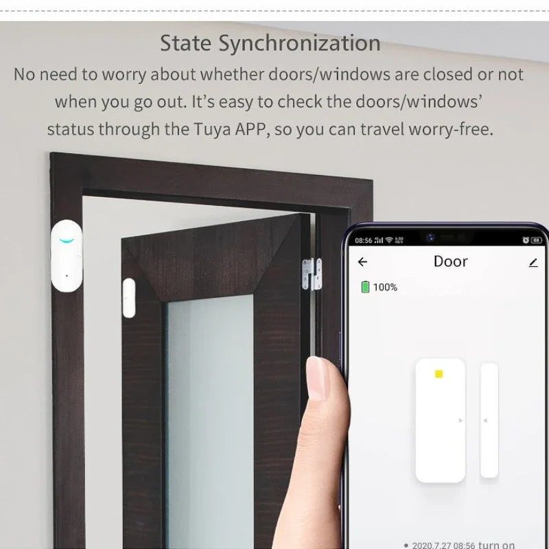 Tuya Wifi Door Magnetic Sensor Remote Intelligent Linkage Door and Window Switch Anti-alarm APP Reminder Alarm Smart Home